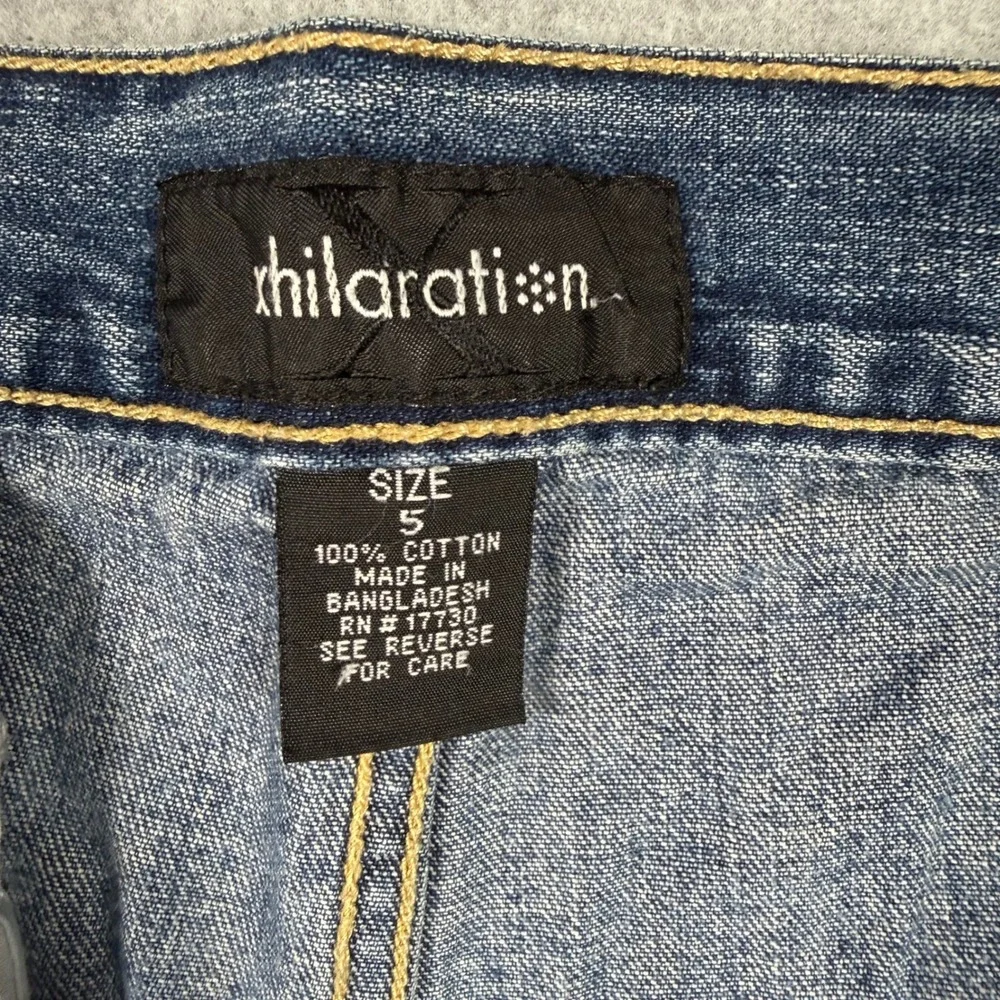 Xhilaration Vintage Y2K Flare Jeans Blue Seam Front Cotton Denim Size 5